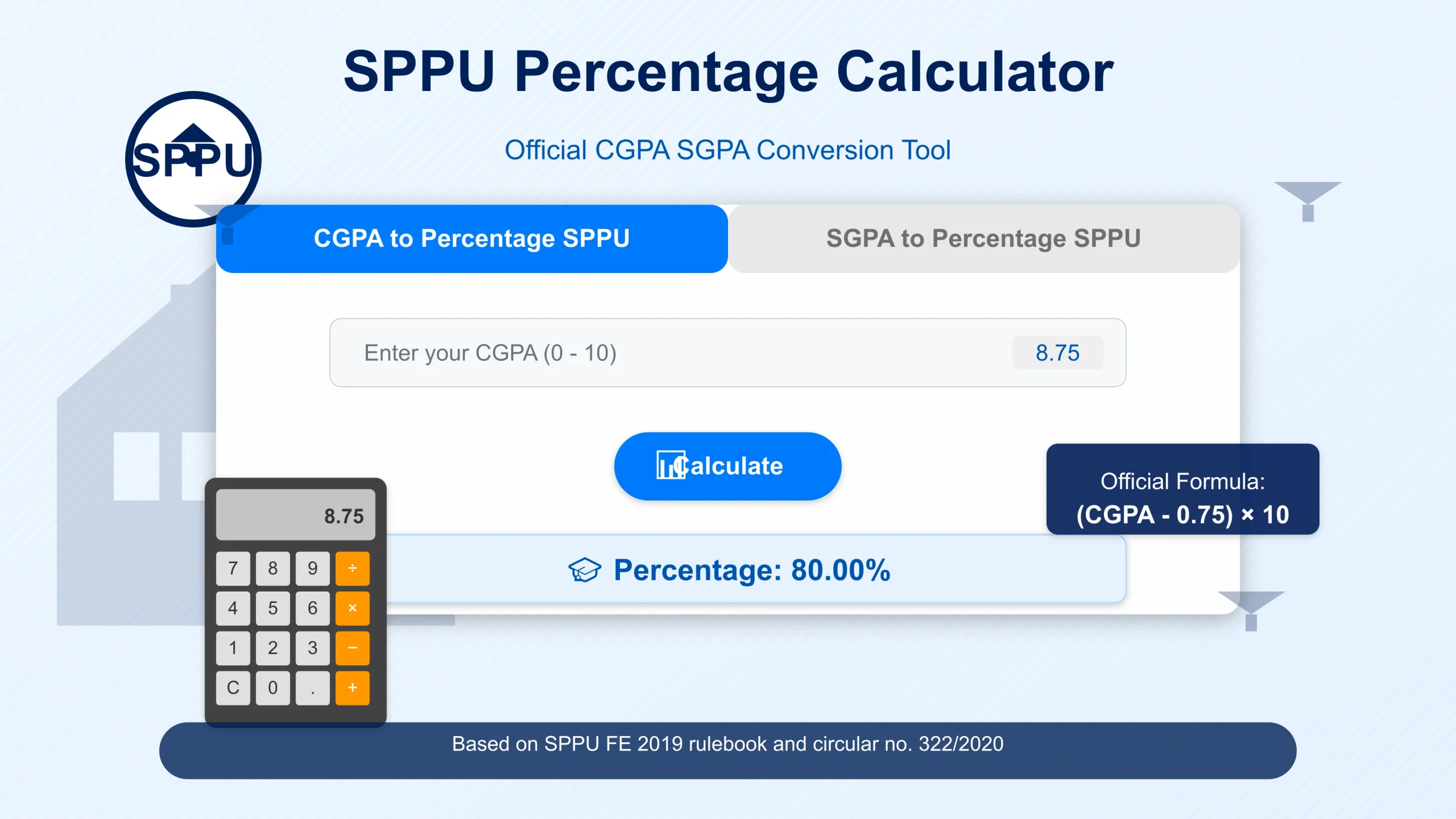 sppu cgpa to percentage and sgpa to percentage calculator